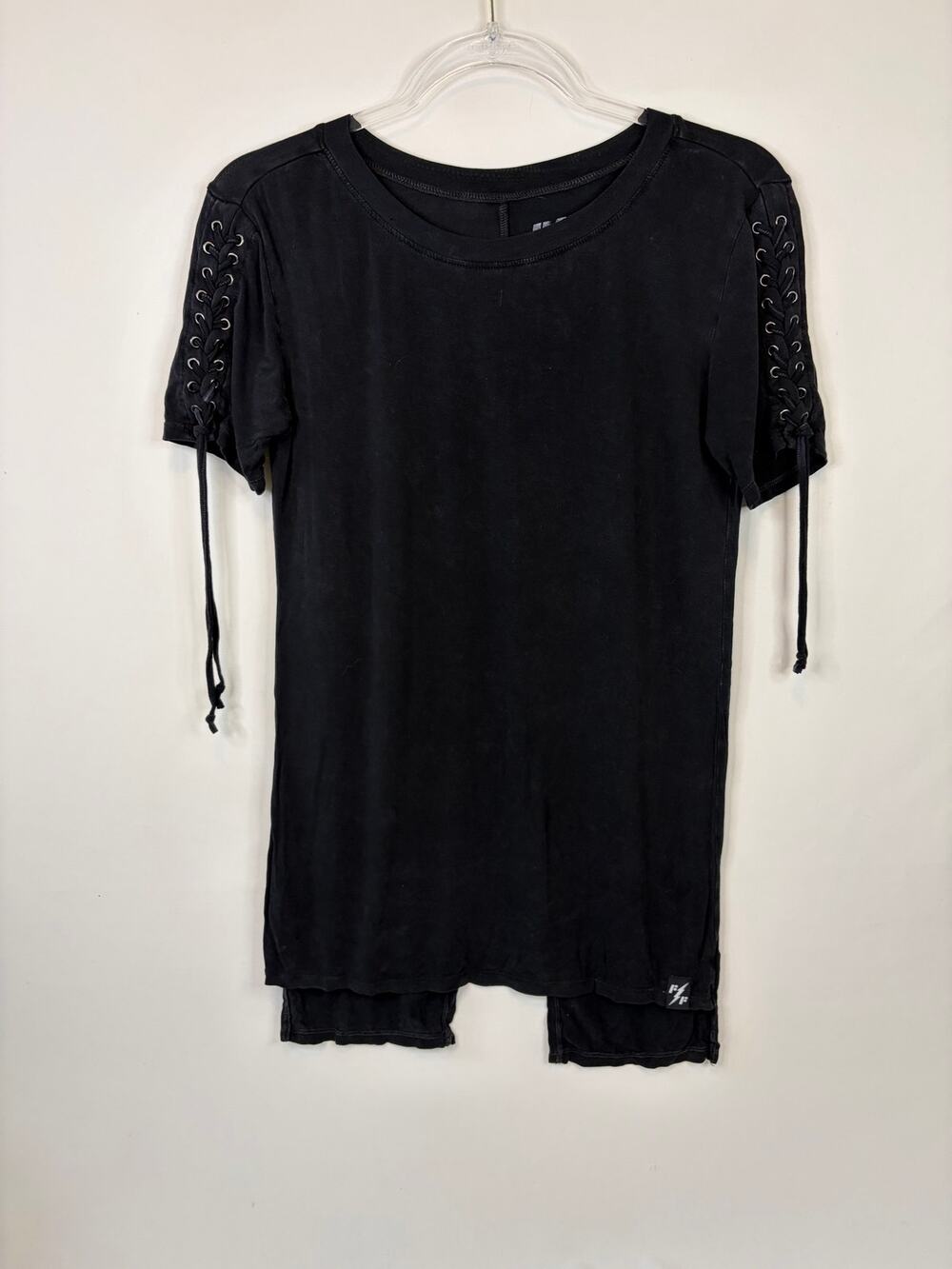 Affliction x Fast and Furious Lace Up Short Sleeve Black T-shirt Size XS womens